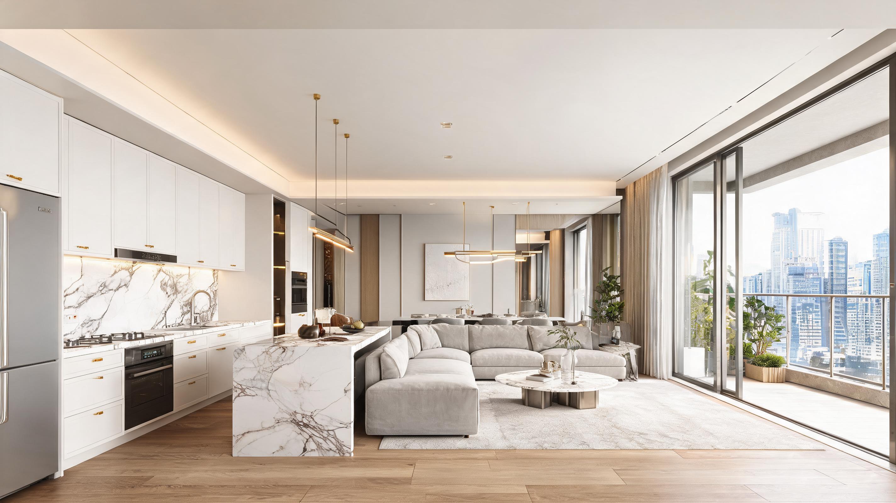 Render de Interior de Unidade de Apartamento de Luxo para Vídeo