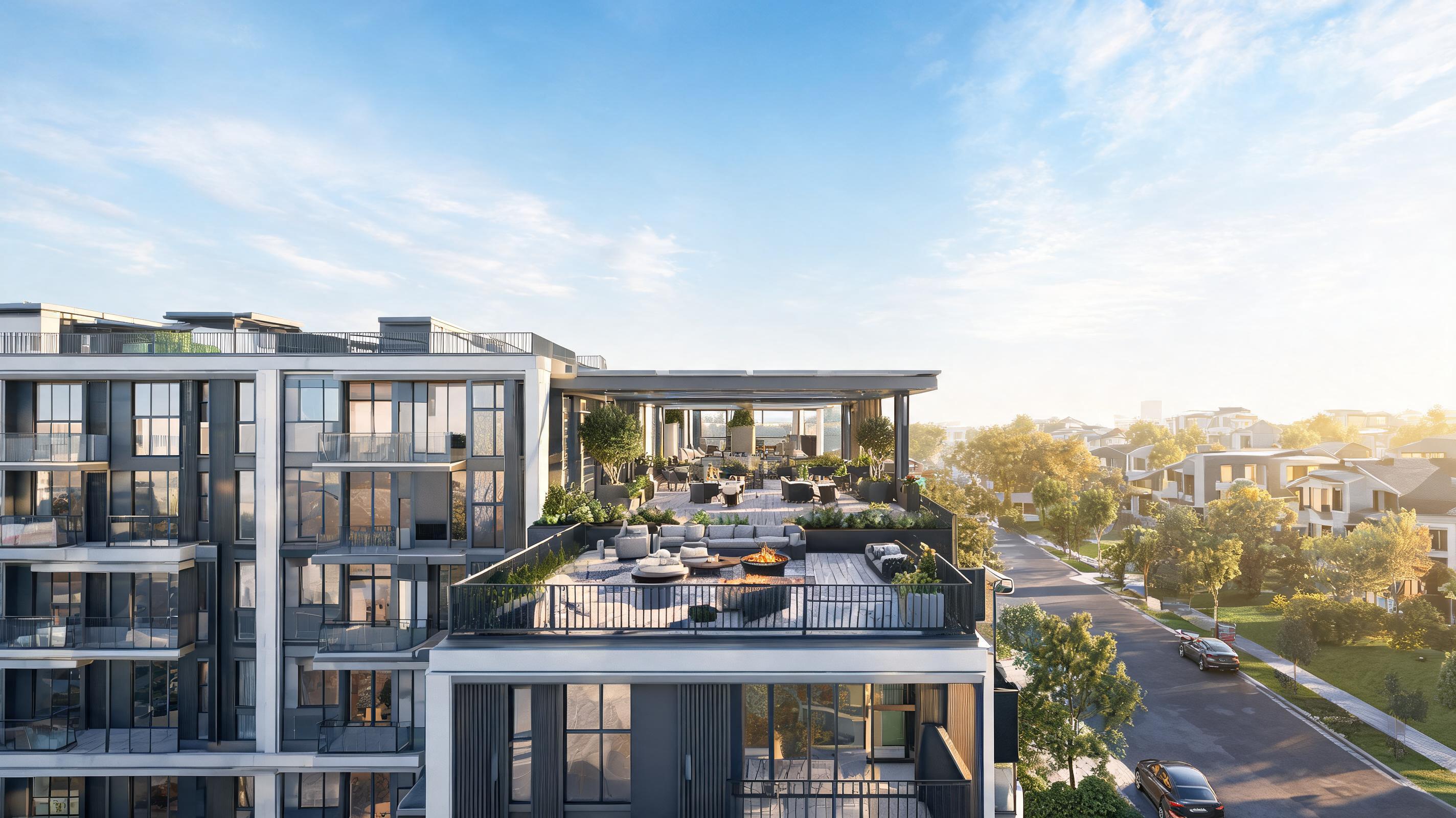 Façade d'immeuble d'appartements de hauteur moyenne en vidéo