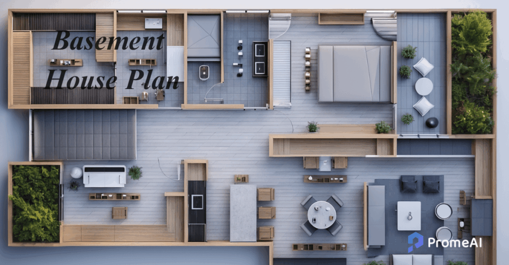 basement house plan by PromeAI