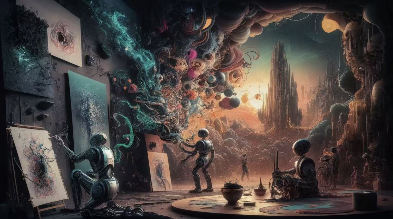 Surreal AI art style in vibrant colors