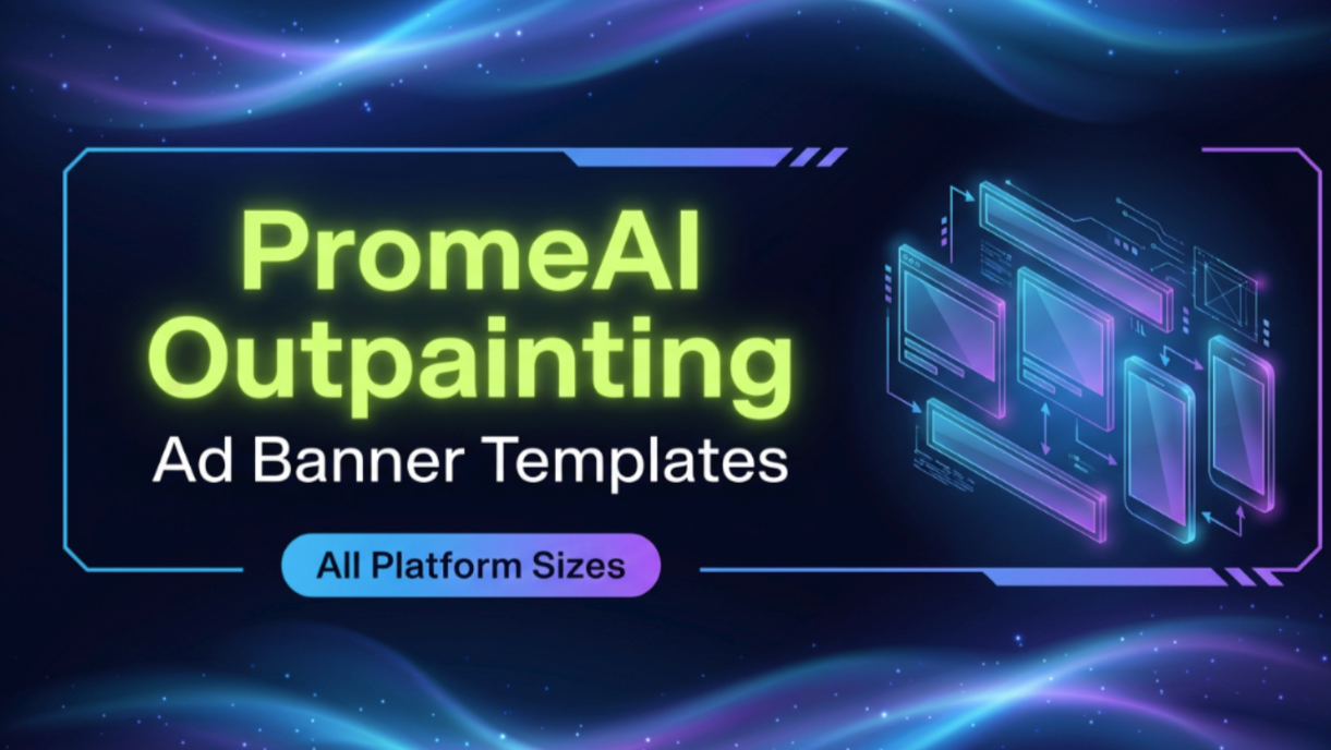 PromeAI Outpainting: Ad Banner Templates by Platform Size