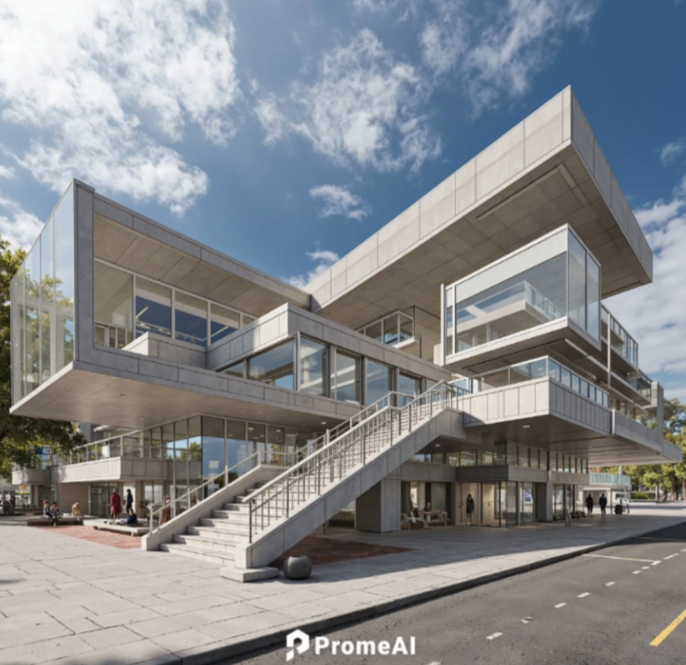 Stunning realistic architectural render created in PromeAI to fix AI render problems like muddy details and overcooked effects on modern building design