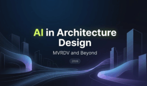 Title slide for 2026 presentation highlighting mvrdv ai use in design and beyond.