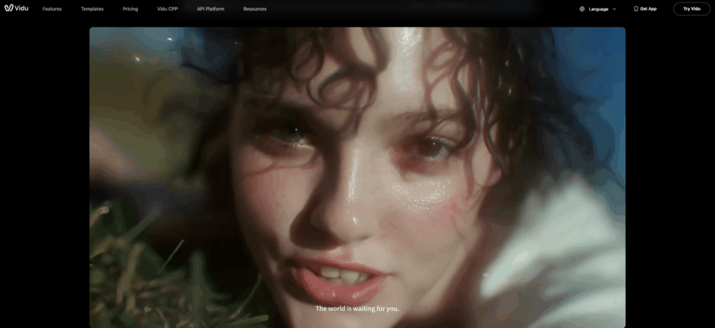 A realistic close-up video frame of a woman, demonstrating the high-quality output potential of Vidu Q3 audio generation.