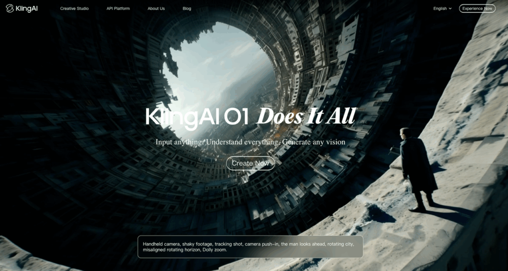 Kling AI website interface highlighting O1 model capabilities in the Seedance 2.0 vs Kling vs Vidu competitive market.