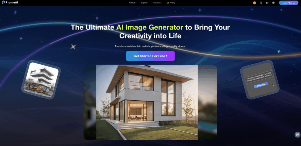 PromeAI homepage showcasing image generation tools compatible with a Seedance 2.0 commercial license workflow.