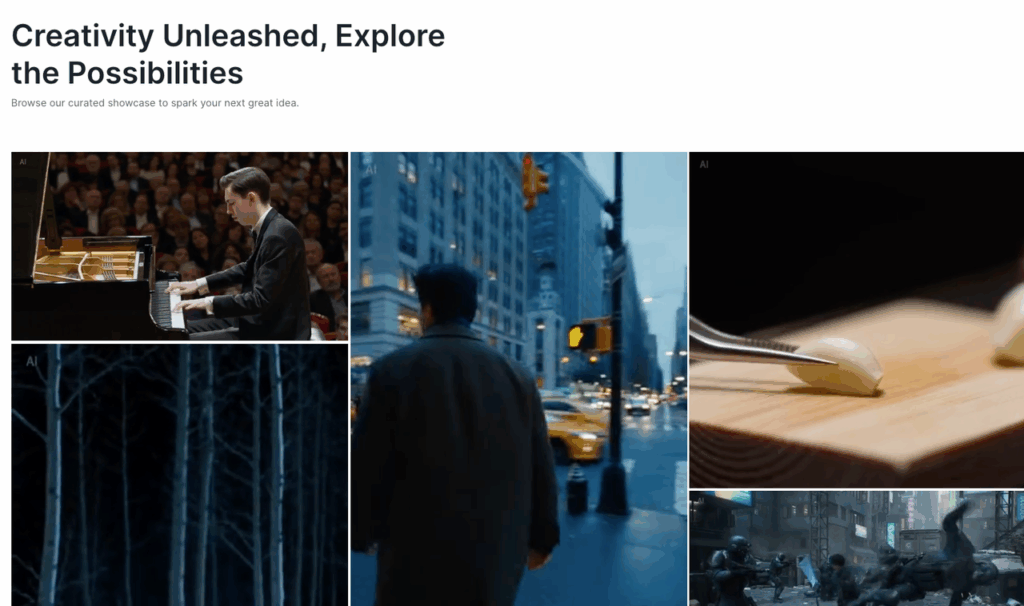 A visual grid of diverse Seedance 2.0 scene designs, from a concert to a cyberpunk street, under the "Creativity Unleashed" title.