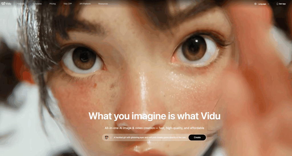 Vidu AI official site interface featuring high-quality avatar generation for Seedance 2.0 vs Kling vs Vidu analysis.