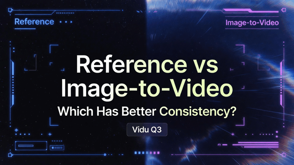 A comparison graphic showing consistency differences between standard AI and Vidu reference to video technology.