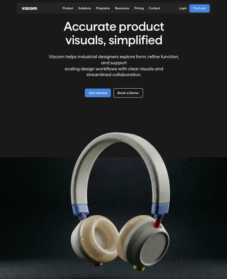 Vizcom website interface rendering product visuals, acting as the best ai photo editor for industrial design.